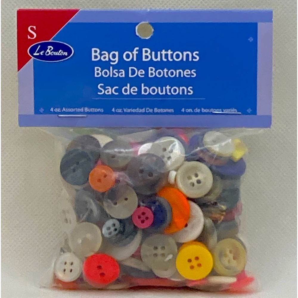 VINTAGE 4oz BAG OF BUTTONS ASSORTED “Le Bouton”